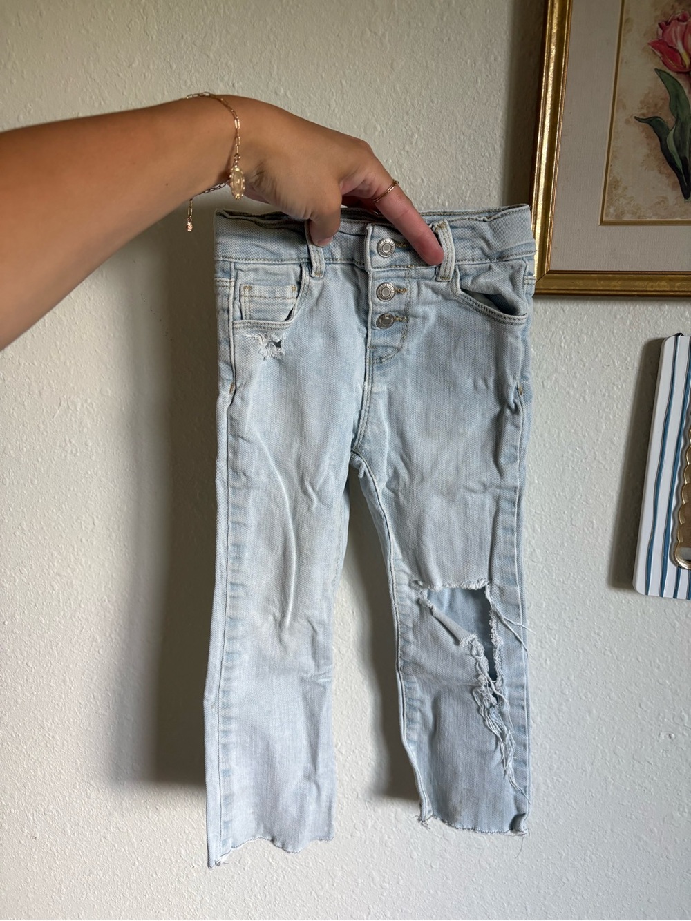 Zara Light Blue Distressed 3-4t Jeans